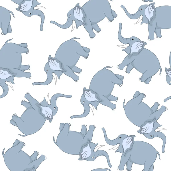 Padrão sem costura de elefantes de desenhos animados —  Vetores de Stock