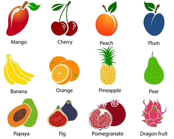 제목 과일 아이콘 세트 — 스톡 벡터