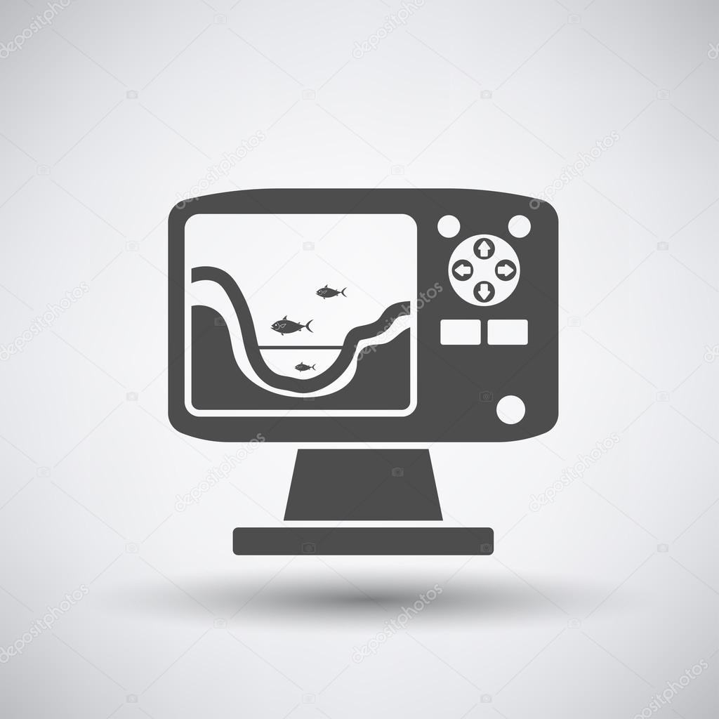 Fishing icon with echo sounder over gray background. Vector illustration.