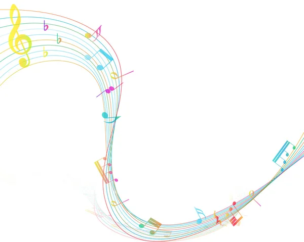 Mehrfarbige musikalische Gestaltung mit Noten — Stockvektor
