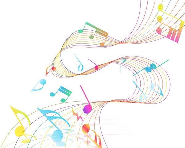 Multicolor Musical Design With Notes