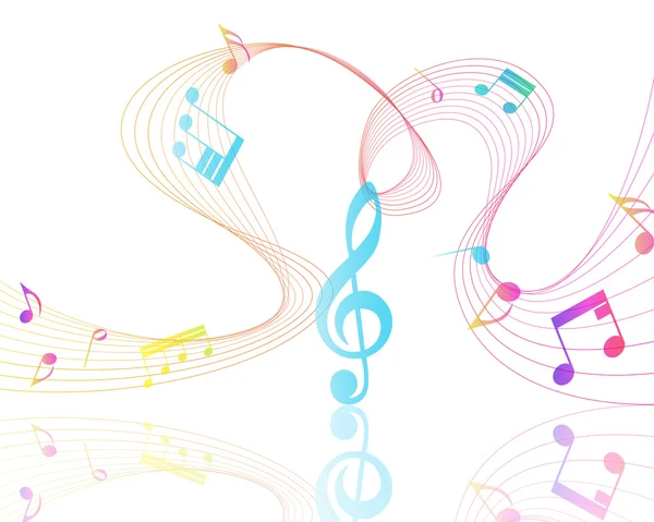 Diseño musical multicolor con notas — Vector de stock