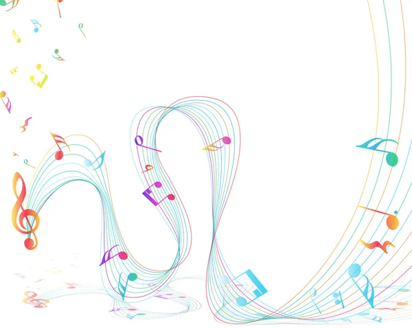 Diseño musical multicolor con notas — Vector de stock