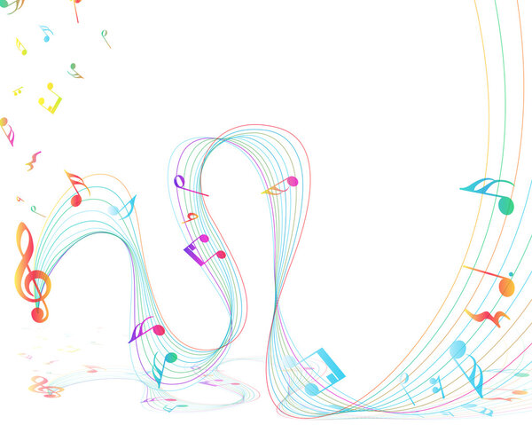 Multicolor Musical Design With Notes