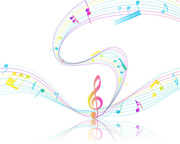 Multicolor Musical Design With Notes