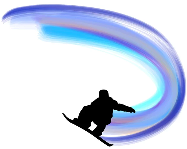 Springen snowboarder silhouet — Stockvector