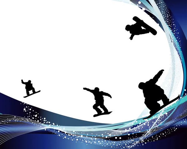 Snowboarder silhouetten springen — Stockvector