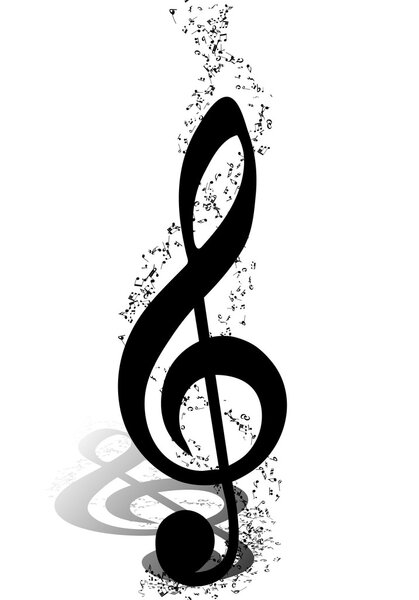 Treble Clef And Notes in Black and White