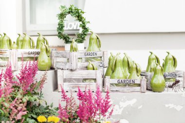 güzel beyaz raflara farklı Bahçe ilgili nesneleri