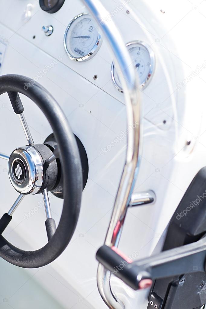 A modern sailing yacht steering wheels — Stock Photo © april_89 54573995