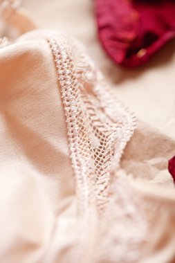 Hassasiyet peachys iç çamaşırı mum ve kuru yaprakları ile. Aşk moo