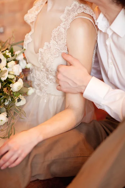 Zoete bruiloft details op de huwelijksdag — Stockfoto