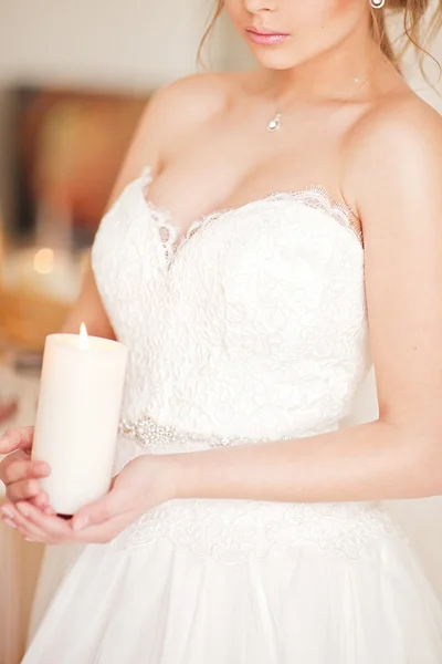 Wedding white gorgeous dress in vintage interior — Stock Photo, Image