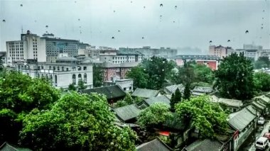  Pekin, Çin'rainning günde tipik eski Pekin bird'view evleri.