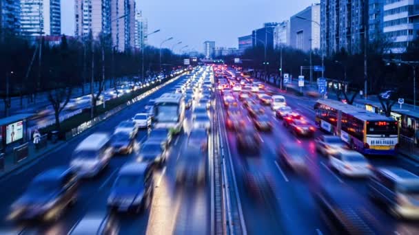 Ocupado segundo anel de tráfego rodoviário em Pequim — Vídeo de Stock