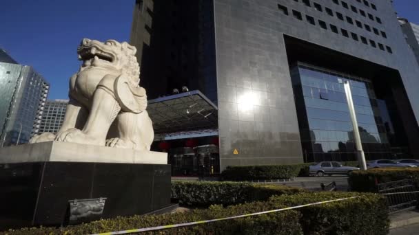在北京金融街的狮子雕塑 — 图库视频影像