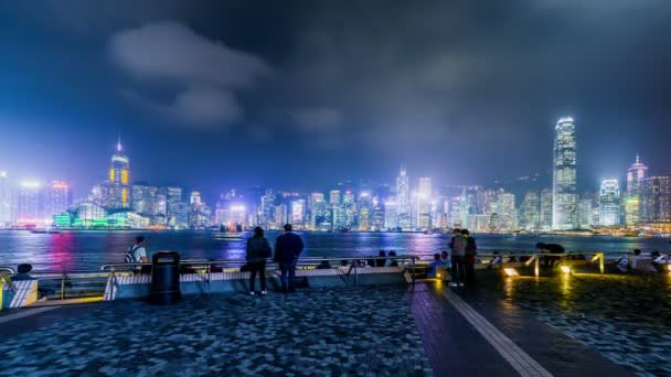 Гавань Виктория и посетители Гонконга — стоковое видео