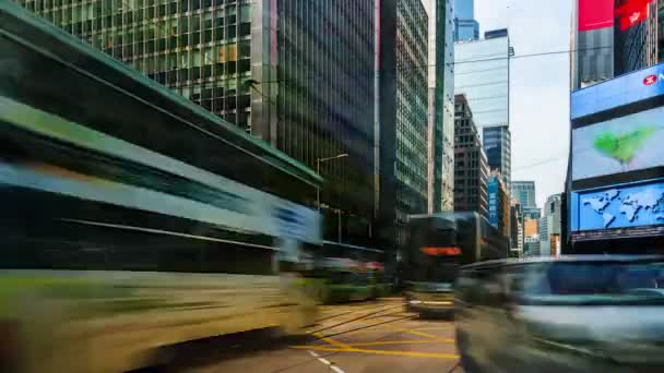 Tráfego movimentado no centro de Hong Kong — Vídeo de Stock