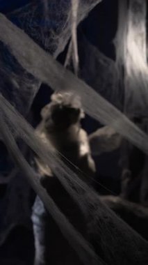 Kendini soyutlama. Korkunç örümcek ağlarına takılmış, acı çeken, korkmuş bir kadın. Korku kaygısı ve suistimal kavramı.