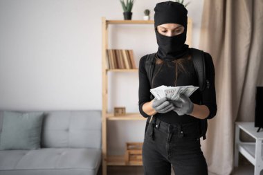 Siyah kar maskeli bir hırsız. Kadın soyguncu terörizmi para çaldığı için eve giriyor. Boşluğu kopyala