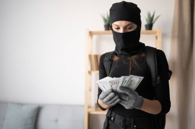 Siyah kar maskeli bir hırsız. Kadın soyguncu terörizmi para çaldığı için eve giriyor. Boşluğu kopyala