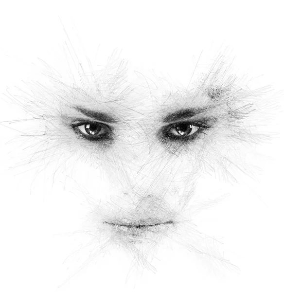 Очі і губи жінки. Зображення з цифровими ефектами — стокове фото