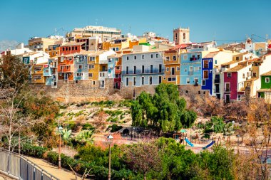 Villajoyosa / La Vila Joiosa kasaba. Costa Blanca. İspanya
