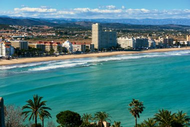 Peniscola kıyı şeridi, Costa del Azahar. İspanya