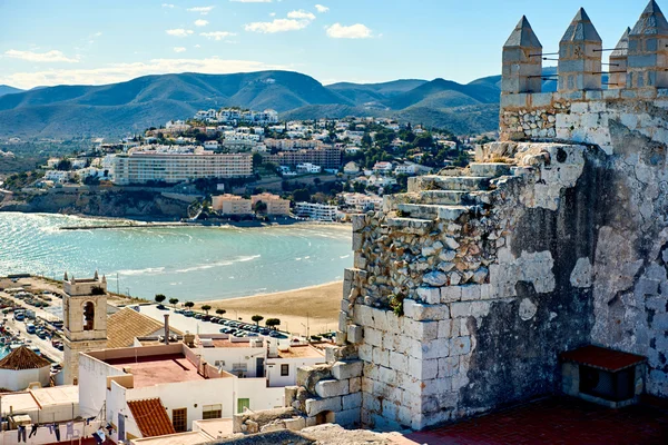 Peniscola seaside, view from the Peniscola castle. Spain — Stock Photo, Image