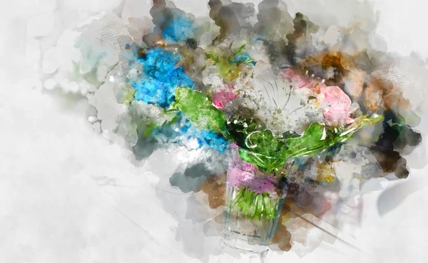 Digital watercolor painting of a beautiful flowers — Stock Photo, Image