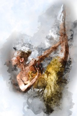 Lovely ballerina. Digital watercolor painting. clipart