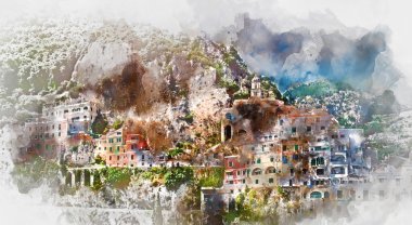 Amalfi dijital suluboya resim