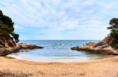 Platja D'Aro plaj. Costa Brava, İspanya. 