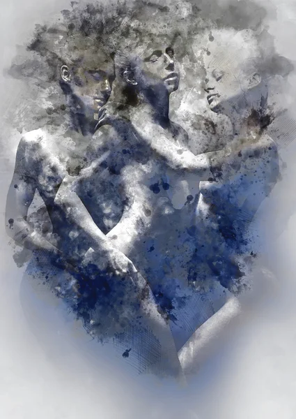Ψηφιακή ζωγραφική με νερομπογιές ενός ΓΥΝΑΙΚΩΝ — Φωτογραφία Αρχείου