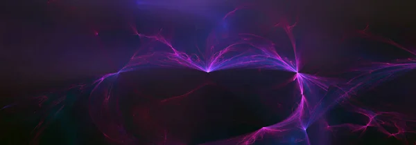 Абстрактное Фрактальное Фоновое Горизонтальное Панорамное Изображение Фиолетовый Синий Молнии Темном — стоковое фото