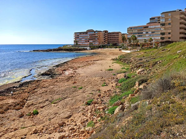 Παράκτιες Κατοικίες Ήρεμη Θέα Στη Μεσόγειο Θάλασσα Αλικάντε Ισπανία — Φωτογραφία Αρχείου