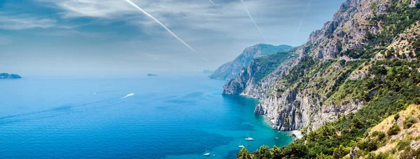 Panoramautsikt Över Vacker Natur Nastro Azzurro Amalfikusten Fantastiskt Idylliskt Landskap — Stockfoto