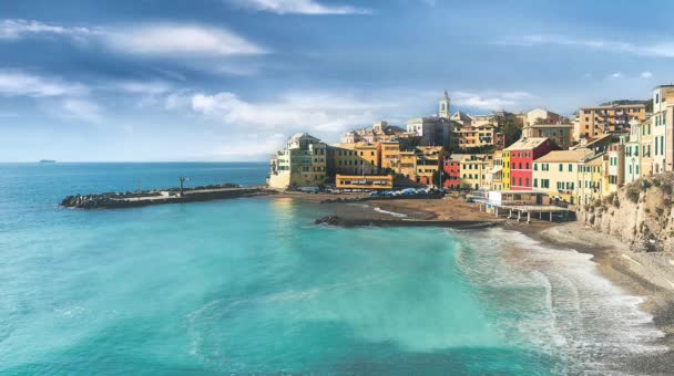 Uitzicht Bogliasco Oud Vissersdorp Italië Genua Ligurië Turquoise Middellandse Zee — Stockvideo