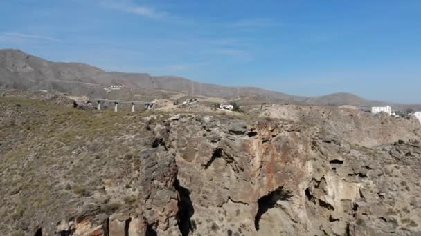 Vista Aérea Alto Ângulo Costa Rochosa Almeria Paisagem Beira Mar — Vídeo de Stock