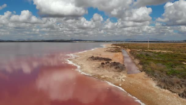 Drone Point Vue Paysage Pittoresque Las Salinas Lac Salé Torrevieja — Video