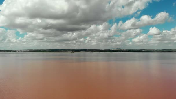 Las Salinas Solně Růžové Jezero Torrevieja Vzdušná Krajina Costa Blanca — Stock video