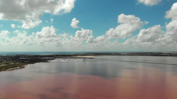 ラスサリナストルレビエハの塩ピンクの湖 航空風景 スペインのコスタ ブランカ — ストック動画