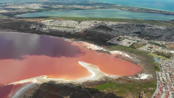 Drone Standpunt Las Salinas Zout Meer Van Torrevieja Costa Blanca — Stockvideo