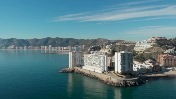 Cullera Uitzicht Stad Van Boven Drone Standpunt Residentiële Gebouw Buitenkant — Stockvideo