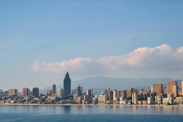 Waterside Drone Punto Vista Della Città Benidorm Famosa Località Turistica — Foto Stock