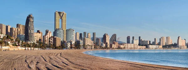 Blick Auf Die Küste Von Benidorm Mit Sandstrand Spaniens Berühmter — Stockfoto