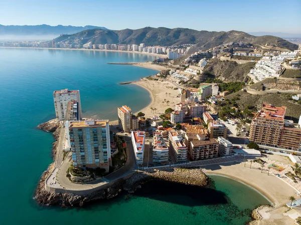 Punto Vista Aéreo Del Dron Cullera Townscape Durante Soleado Día — Foto de Stock