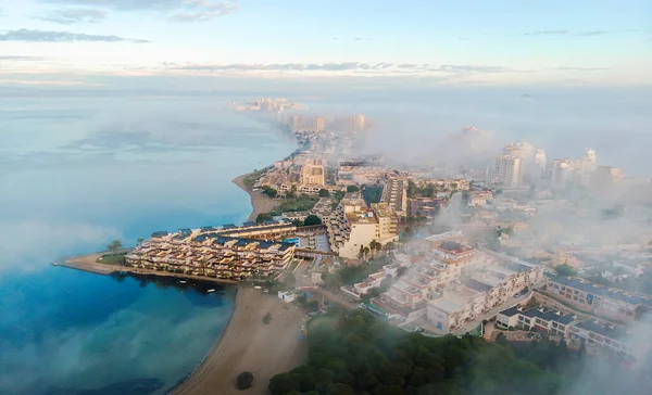 Luchtfoto Drone Standpunt Manga Del Mar Menor Stadsgezicht Middellandse Zee — Stockfoto