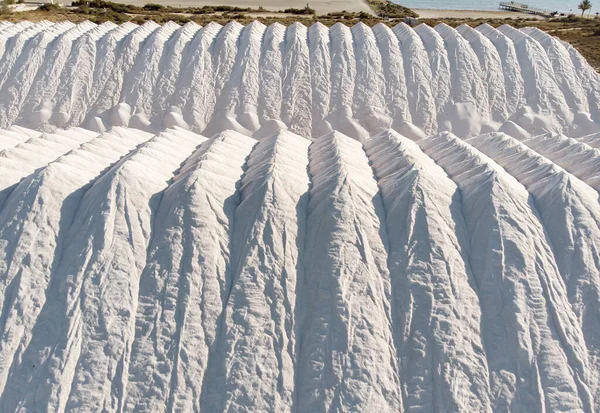 Drone Aérien Point Vue Tas Blancs Sel Naturel Santa Pola — Photo