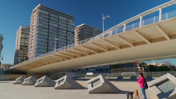 Valencia Spanien December 2020 Upptagen Park Varm Solig Vinterdag Och — Stockvideo